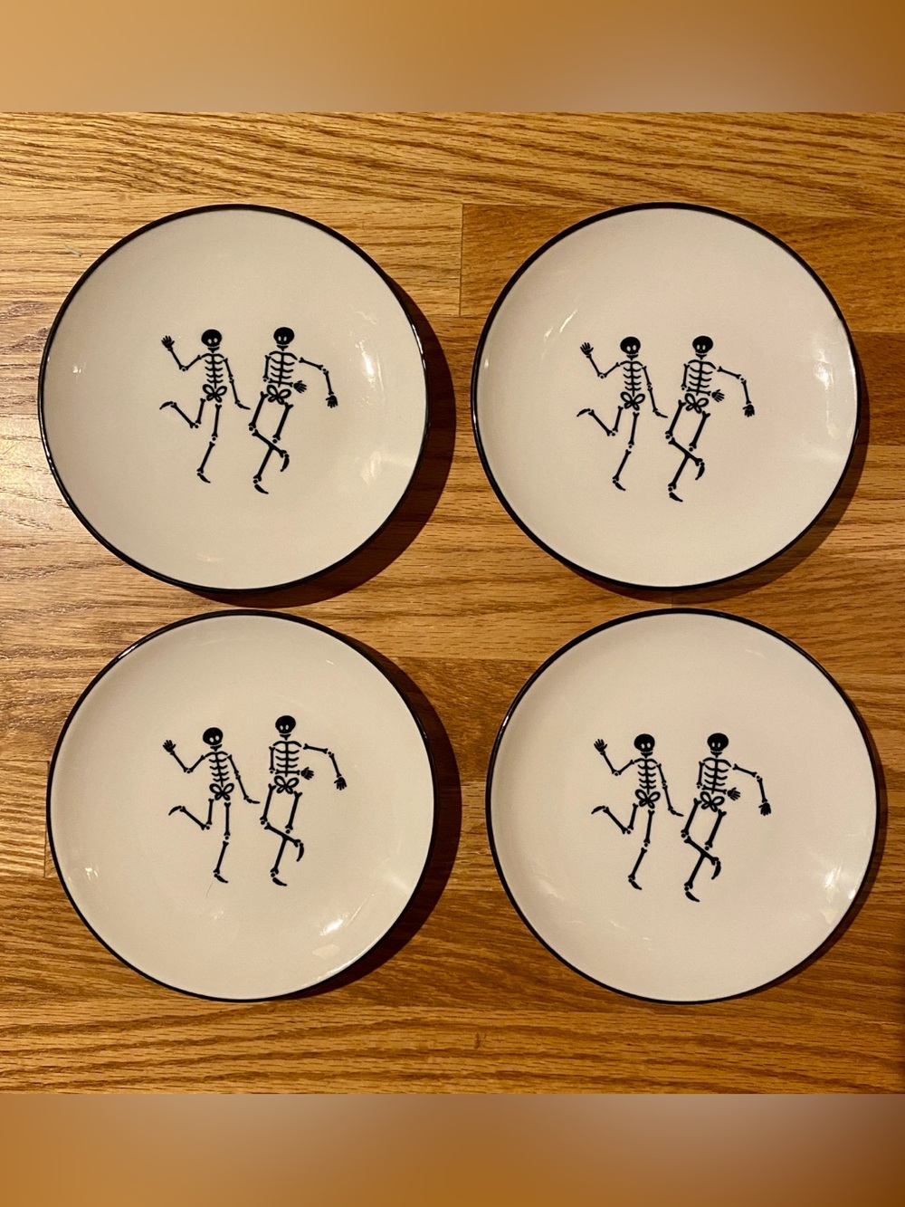 Royal Norfolk Dancing Skeletons Halloween Dessert Plates Set of 4 6.5”